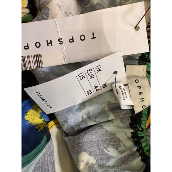 New TOPSHOP NORDSTROM Multicolor Floral Cutout Peplum Camisole 100% Cotton Sz 12 - Picture 8 of 8